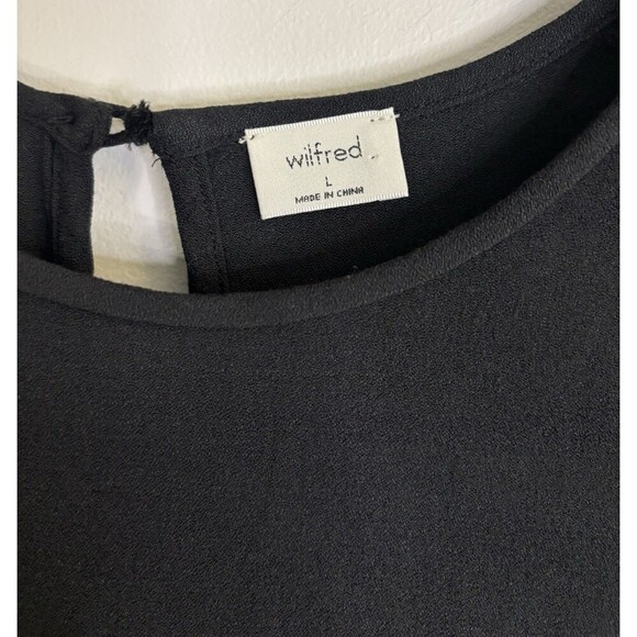 ARITZIA WILFRED Lambrusco Black Drop Waist Mini Dress Large Ruffle LS Crepe - Picture 5 of 10